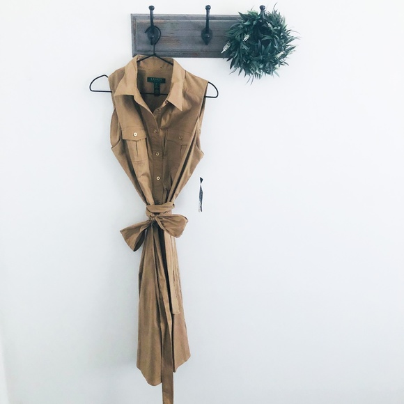 GUC RALPH LAUREN SAFARI STYLE TIE WAIST DRESS - Picture 1 of 6